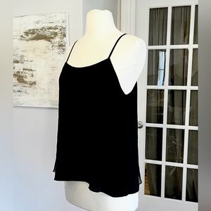 Alice + Olivia 100% Silk Black Spaghetti Strap Tank Top/Lined (L)